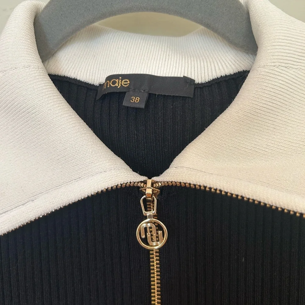 Maje Black Mini Dress with Zipper - Picture 2 of 4